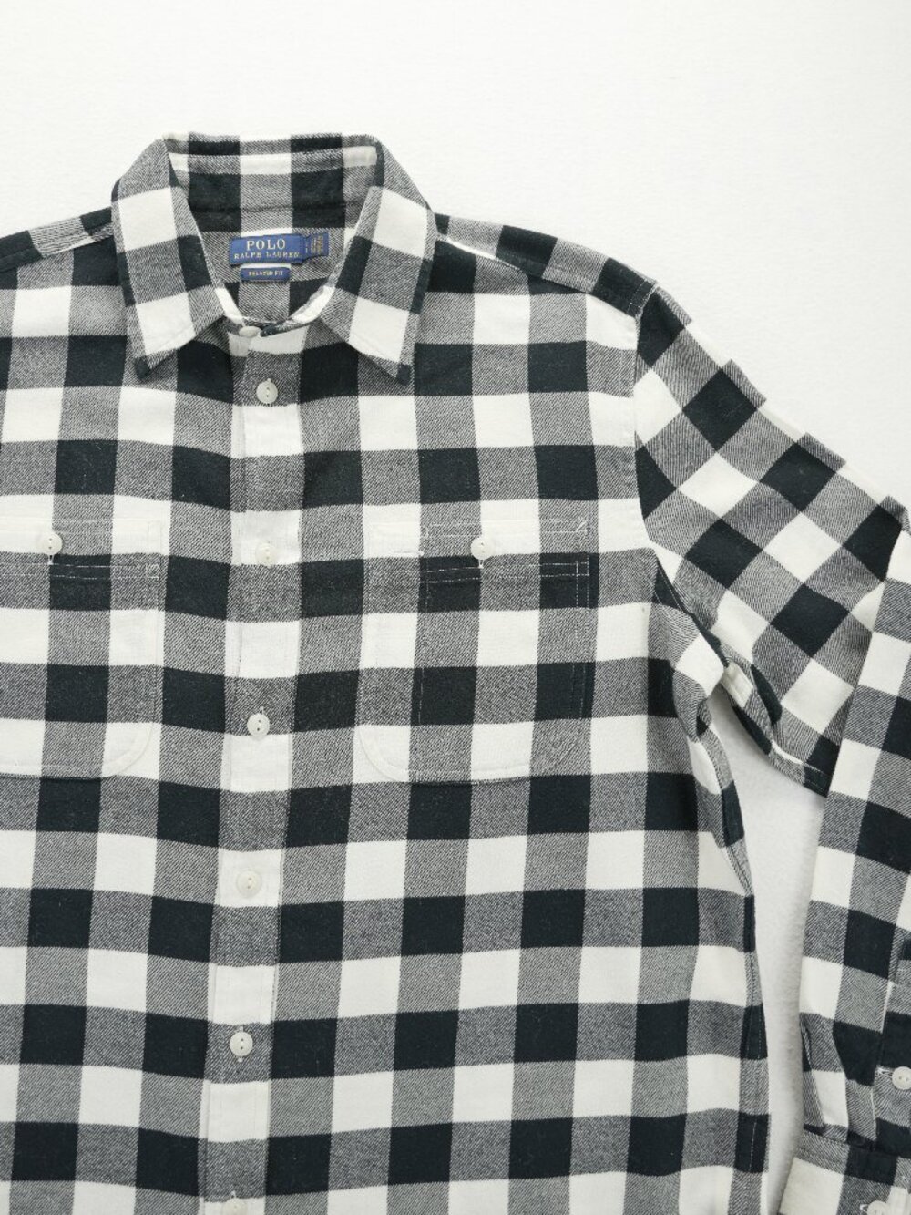Polo Ralph Lauren Black/White Flannel Button Down -Size L Buffalo Plaid